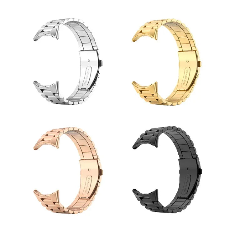 Three Beads Stainless Steel Folding Buckle Integrated Watch Band, For Google Pixel Watch 4 / Watch 3 45mm