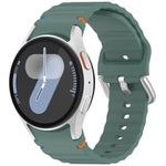 Wavy Grain Stitched Silver Buckle Silicone Watch Band, For Samsung Galaxy Watch 7 40 / 44mm