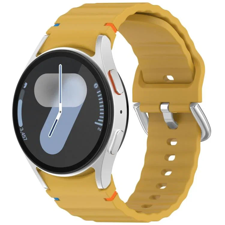 Wavy Grain Stitched Silver Buckle Silicone Watch Band, For Samsung Galaxy Watch 7 40 / 44mm