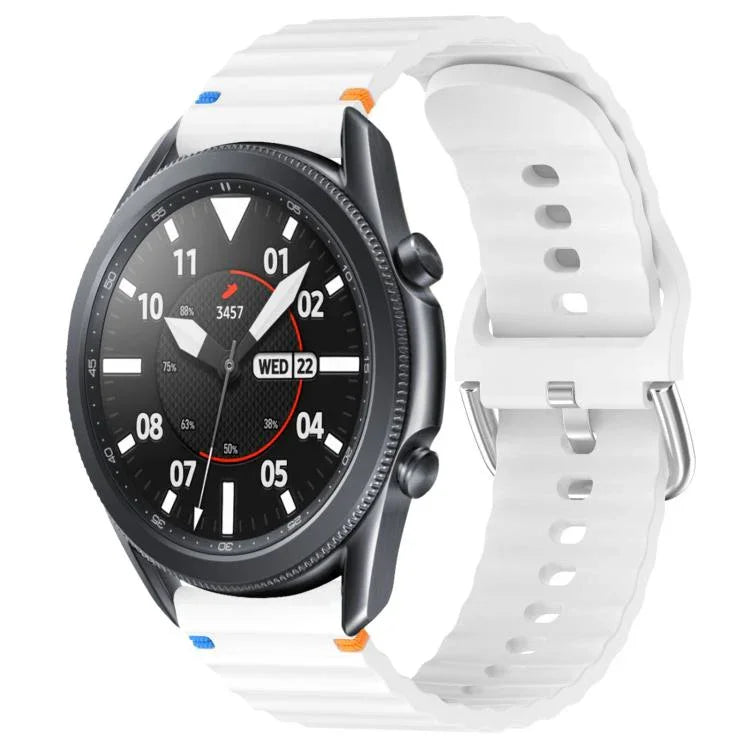 Wavy Grain Stitched 22mm Silicone Watch Band, For Samsung Galaxy Watch 3 45mm