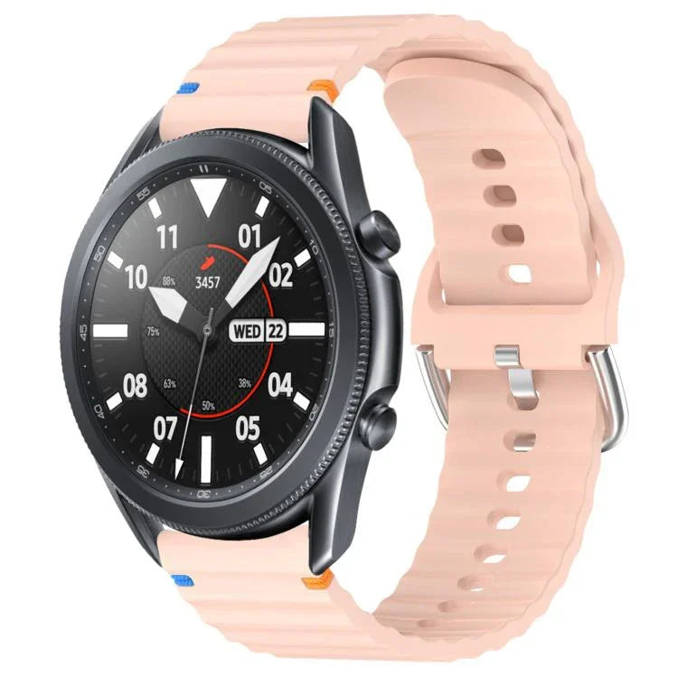 Wavy Grain Stitched 22mm Silicone Watch Band, For Samsung Galaxy Watch 3 45mm