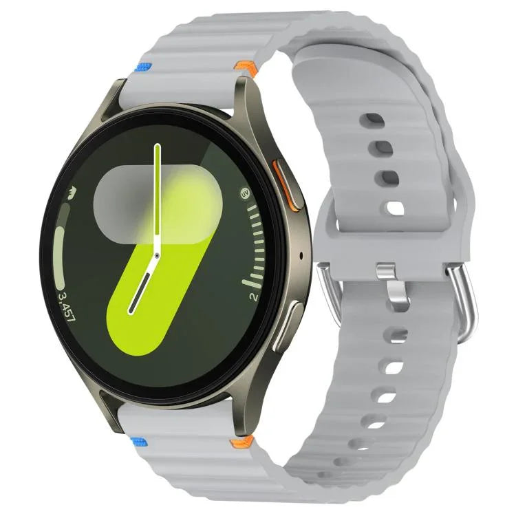 Wavy Grain Stitched 20mm Silicone Watch Band, For Samsung Galaxy Watch 7 40 / 44mm