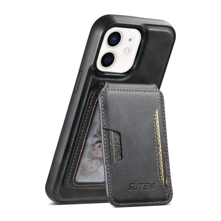 Suteni M3 Card Bag MagSafe Cowhide Texture Leather Phone Case, For iPhone 13 Pro Max, For iPhone 13 Pro, For iPhone 13, For iPhone 12, For iPhone 12 Pro Max, For iPhone 12 Pro