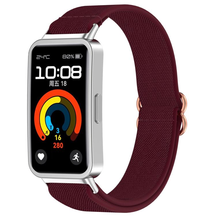 Slide Buckle Nylon Elastic Braided Watch Band, For Huawei Band 10 / 10 NFC / 9 / 9 NFC