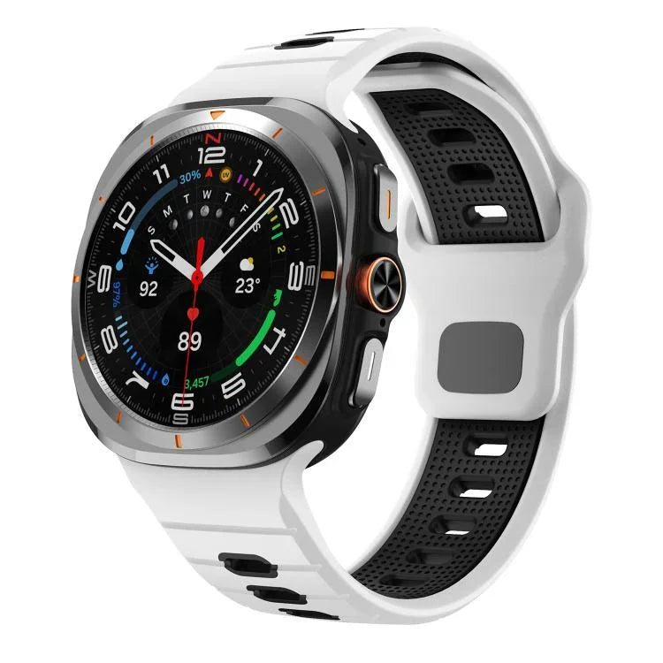 Horizontal Stripes Reverse Buckle Silicone Watch Band, For Samsung Galaxy Watch Ultra 47mm / Ultra 2025