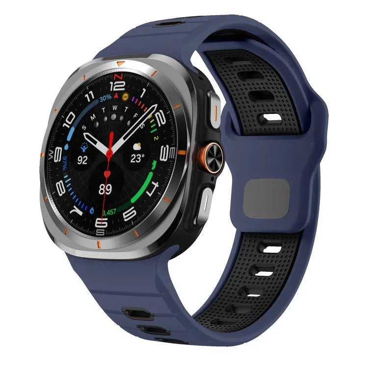 Horizontal Stripes Reverse Buckle Silicone Watch Band, For Samsung Galaxy Watch Ultra 47mm / Ultra 2025