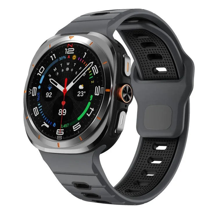 Horizontal Stripes Reverse Buckle Silicone Watch Band, For Samsung Galaxy Watch Ultra 47mm / Ultra 2025