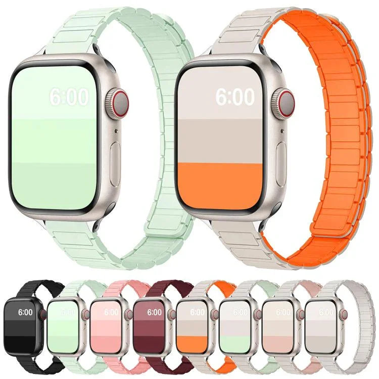 Tri-beads I-shaped Slim Magnetic Silicone Watch Band, For Apple Watch 46mm / 49mm / 45mm / 44mm, For Apple Watch 42mm / 41mm / 40mm / 38mm