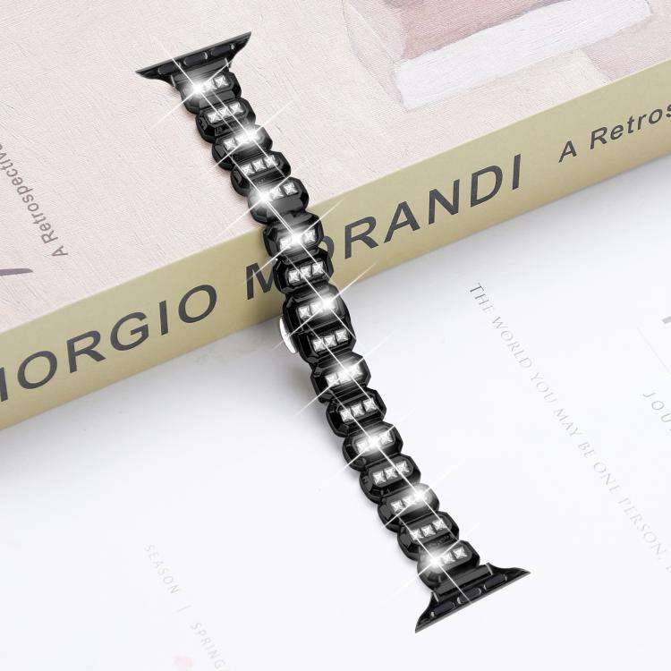 Small Square Diamonds Butterfly Buckle Watch Band, For Apple Watch 46mm / 49mm / 45mm / 44mm, For Apple Watch 42mm / 41mm / 40mm / 38mm