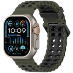 Ocean Double-row Hole Two-color Silicone Watch Band, For Apple Watch 46mm / 49mm / 45mm / 44mm