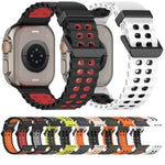 Ocean Double-row Hole Two-color Silicone Watch Band, For Apple Watch 46mm / 49mm / 45mm / 44mm