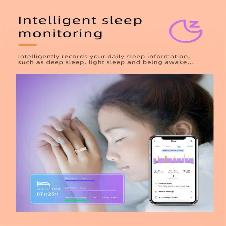 R18 SIZE 8 Smart Ring, Support Heart Rate / Blood Oxygen / Sleep / Care For Faimilies