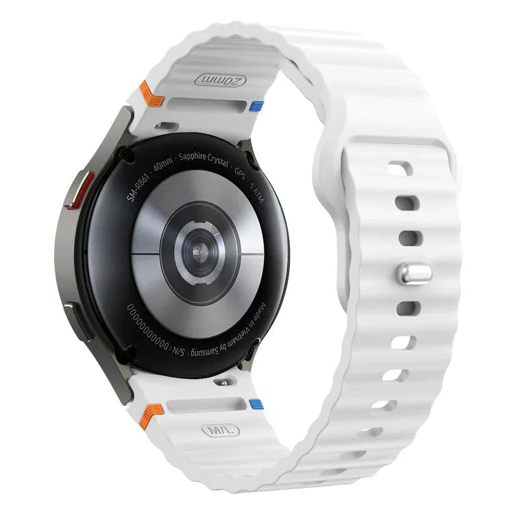 Wavy Grain Stitched Reverse Buckle 20mm Silicone Watch Band, For Samsung Galaxy Watch 7 40mm / 44mm