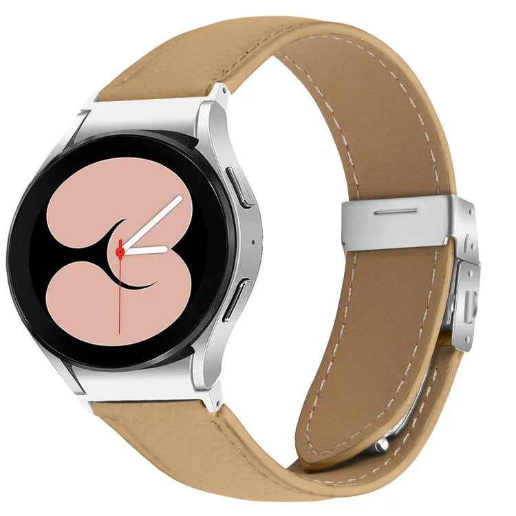 Lychee Texture Silver Turtle Back Buckle Leather Watch Band, For Samsung Galaxy Watch 7 40 / 44mm