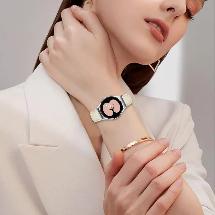 Lychee Texture Silver Turtle Back Buckle Leather Watch Band, For Samsung Galaxy Watch 7 40 / 44mm