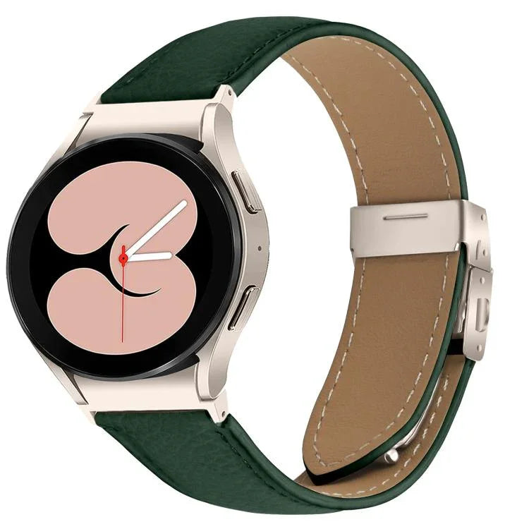 Quick Release Lychee Texture Starlight Turtle Back Buckle Leather Watch Band, For Samsung Galaxy Watch 7 40 / 44mm