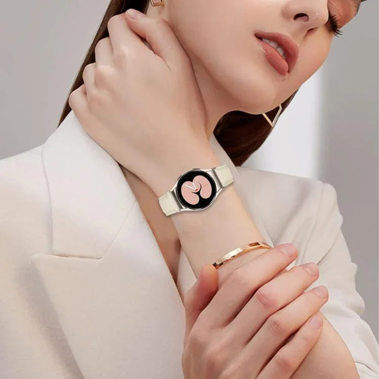 Quick Release Lychee Texture Starlight Turtle Back Buckle Leather Watch Band, For Samsung Galaxy Watch 7 40 / 44mm