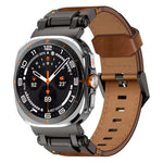 Explorer Stainless Steel Head Leather Watch Band, For Samsung Galaxy Watch Ultra 47mm / Ultra 2025