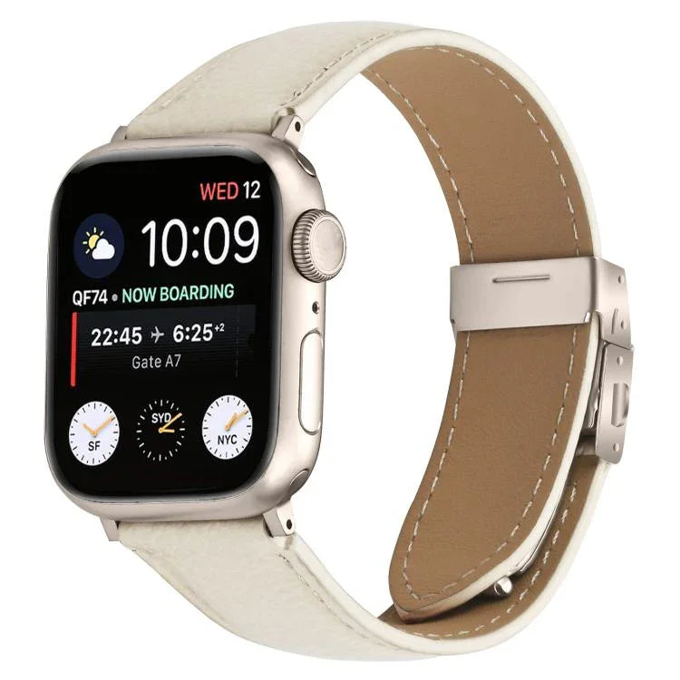 Lychee Texture Starlight Turtle Back Buckle Leather Watch Band, For Apple Watch 46mm / 49mm / 45mm / 44mm, For Apple Watch 42mm / 41mm / 40mm / 38mm
