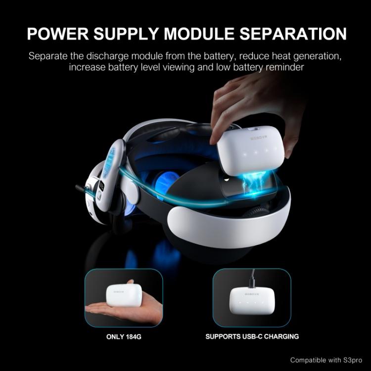 BOBOVR B100 For BOBOVR S3 Pro 10000mAh Replacement Battery VR Head Strap Accessory, B100