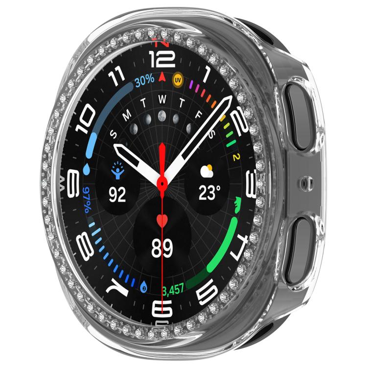 Single Row Diamond Half Coverage Hollow PC Watch Case, For Galaxy Watch 9 / 8 44mm, For Galaxy Watch 9 / 8 40mm
