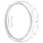 Single Row Diamond Half Coverage Hollow PC Watch Case, For Samsung Galaxy Watch 8 44mm, For Samsung Galaxy Watch 8 40mm