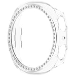 Single Row Diamond Half Coverage Hollow PC Watch Case, For Galaxy Watch 9 / 8 44mm, For Galaxy Watch 9 / 8 40mm