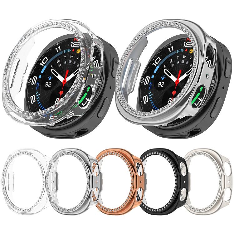 Single Row Diamond Half Coverage Hollow PC Watch Case, For Galaxy Watch 9 / 8 44mm, For Galaxy Watch 9 / 8 40mm
