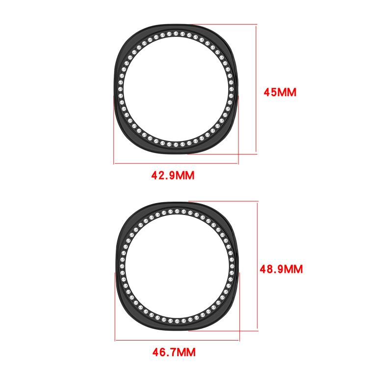 Single Row Diamond Half Coverage Hollow PC Watch Case, For Galaxy Watch 9 / 8 44mm, For Galaxy Watch 9 / 8 40mm