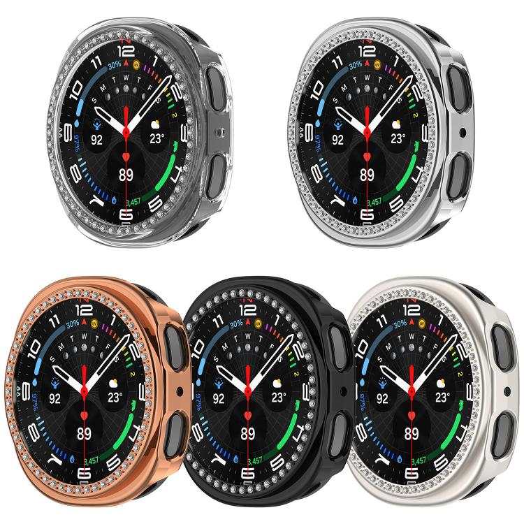 Single Row Diamond Half Coverage Hollow PC Watch Case, For Galaxy Watch 9 / 8 44mm, For Galaxy Watch 9 / 8 40mm