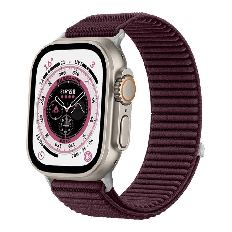 Woven Nylon Hook And Loop Fastener Metal Interface Watch Band, For Apple Watch 46mm / 49mm / 45mm / 44mm, For Apple Watch 42mm / 41mm / 40mm / 38mm