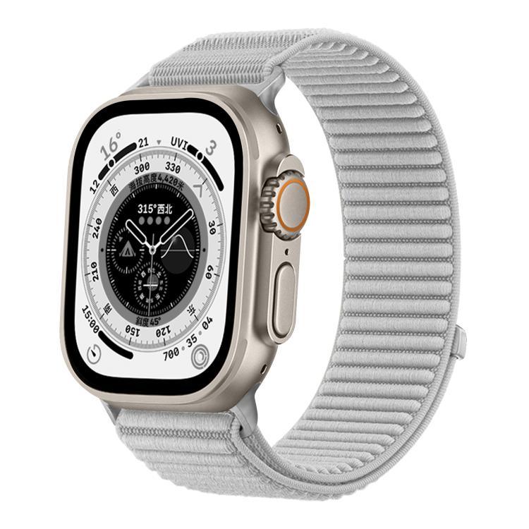 Woven Nylon Hook And Loop Fastener Metal Interface Watch Band, For Apple Watch 46mm / 49mm / 45mm / 44mm, For Apple Watch 42mm / 41mm / 40mm / 38mm