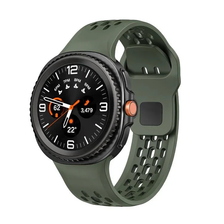 Hole Style Black Reverse Buckle Silicone Watch Band, For Samsung Galaxy Watch8 / Watch8 Classic