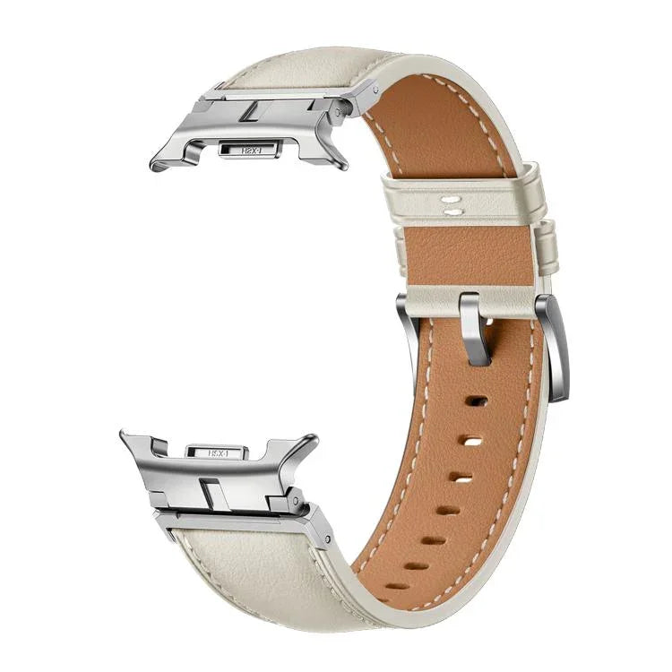 Metal Head Connector Genuine Leather Watch Band, For Samsung Galaxy Watch8 / Watch8 Classic