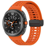 Magnetic Black Buckle Breathable Stitched Silicone Watch Band, For Samsung Galaxy Watch8 / Watch8 Classic