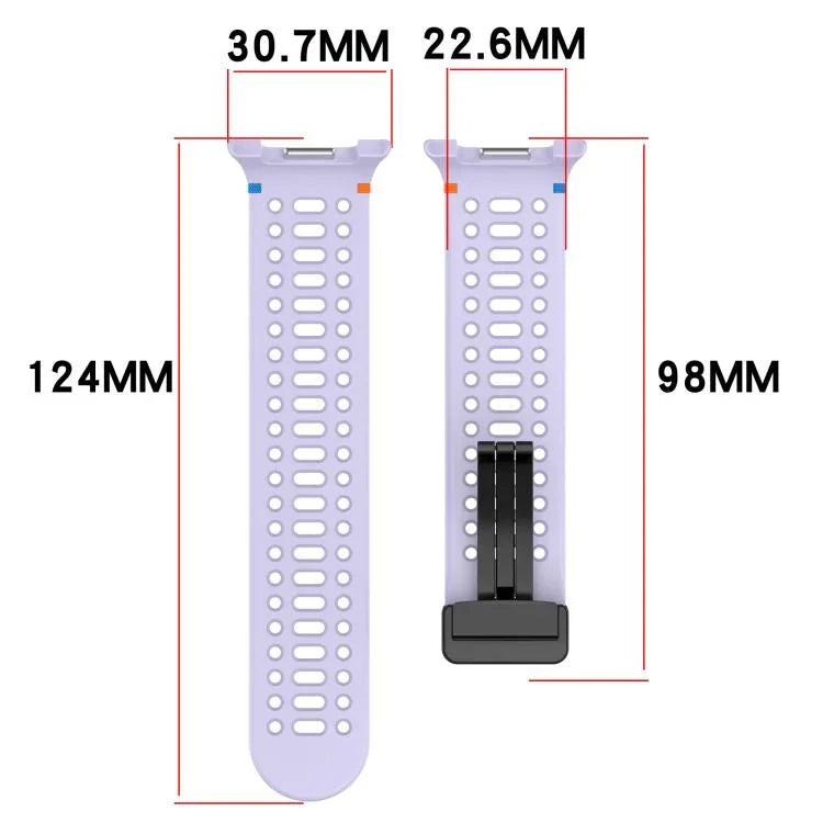 Magnetic Black Buckle Breathable Stitched Silicone Watch Band, For Samsung Galaxy Watch8 / Watch8 Classic