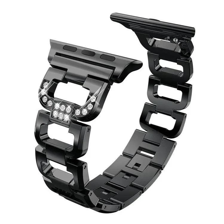 Square Diamond Zinc Alloy Watch Band, For Apple Watch 46mm / 49mm / 45mm / 44mm, For Apple Watch 42mm / 41mm / 40mm / 38mm