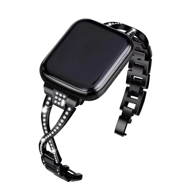 Crossed Diamond Zinc Alloy Watch Band, For Apple Watch 46mm / 49mm / 45mm / 44mm, For Apple Watch 42mm / 41mm / 40mm / 38mm