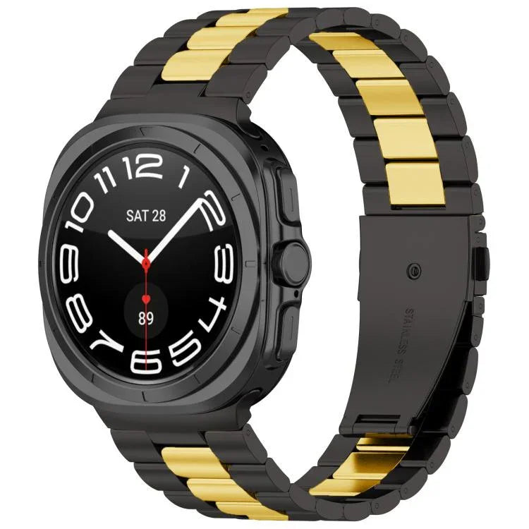 Three Beads Stainless Steel Watch Band with Removal Tool, For Samsung Galaxy Watch Ultra 47mm / Ultra 2025, For Samsung Galaxy Watch8 / Watch8 Classic