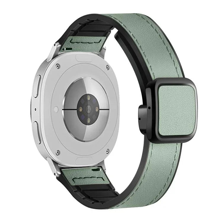 Square Magnetic Buckle Leather Skin Silicone Watch Band, For Samsung Galaxy Watch8 / Watch8 Classic