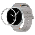 Diamond Bezel and Wavy Grain Stitched Color Buckle Silicone Watch Band, For Samsung Galaxy Watch8 44mm, For Samsung Galaxy Watch8 40mm