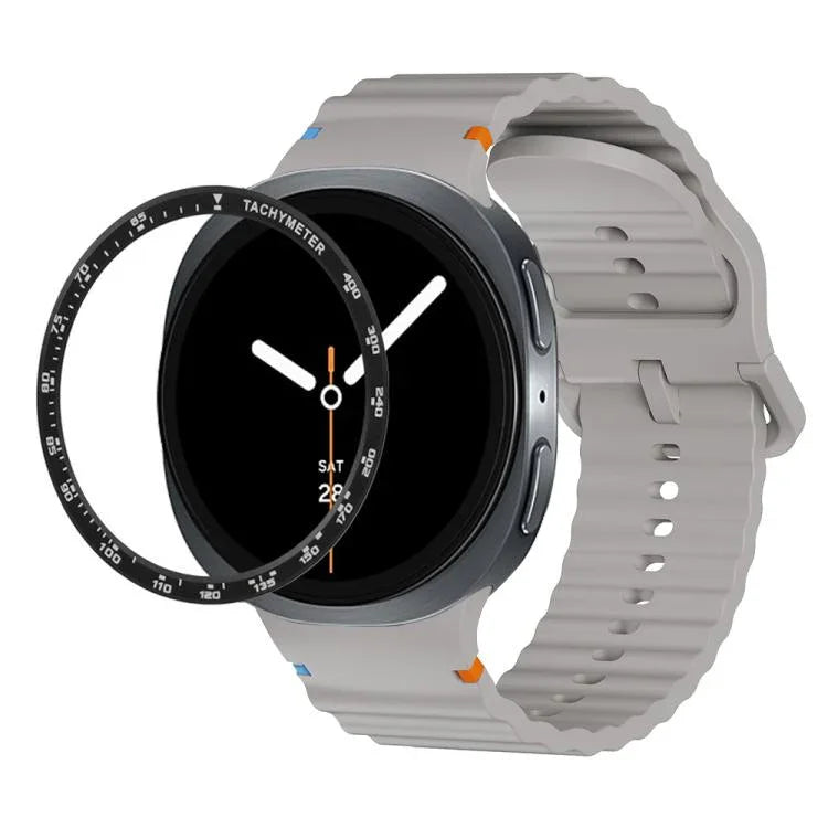 Speed Bezel and Wavy Grain Stitched Color Buckle Silicone Watch Band, For Samsung Galaxy Watch8 44mm, For Samsung Galaxy Watch8 40mm