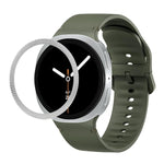 Rhombic Texture Bezel and Solid Color Stitched Silicone Watch Band, For Samsung Galaxy Watch8 44mm, For Samsung Galaxy Watch8 40mm