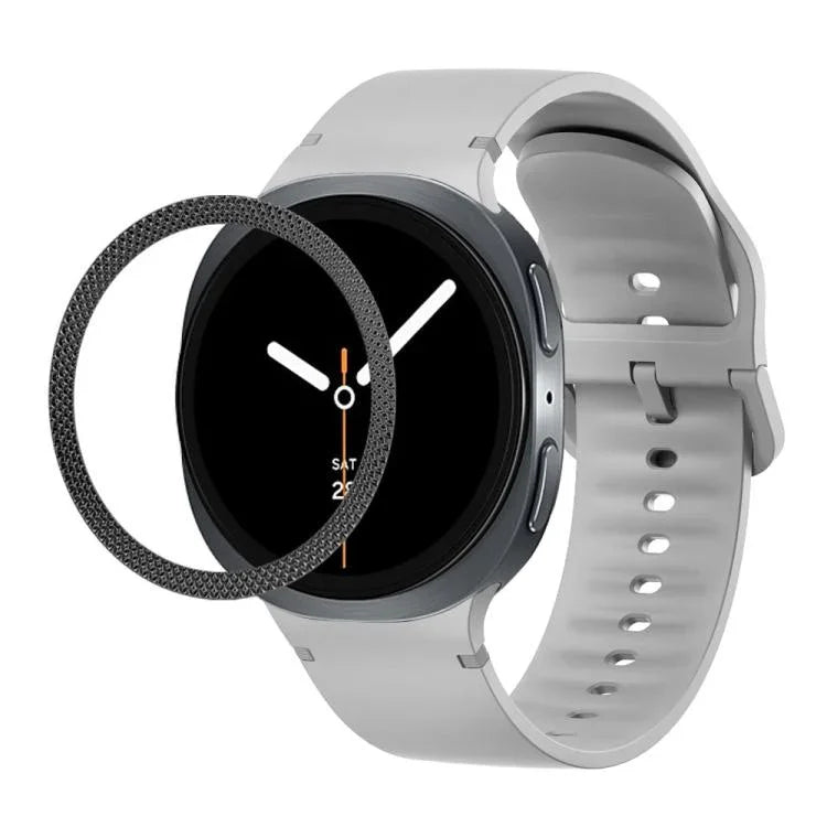 Rhombic Texture Bezel and Solid Color Stitched Silicone Watch Band, For Samsung Galaxy Watch8 44mm, For Samsung Galaxy Watch8 40mm