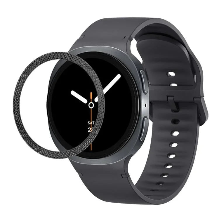 Rhombic Texture Bezel and Solid Color Stitched Silicone Watch Band, For Samsung Galaxy Watch8 44mm, For Samsung Galaxy Watch8 40mm