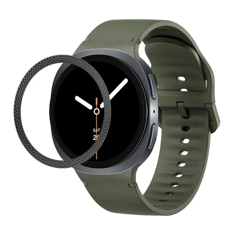 Rhombic Texture Bezel and Solid Color Stitched Silicone Watch Band, For Samsung Galaxy Watch8 44mm, For Samsung Galaxy Watch8 40mm