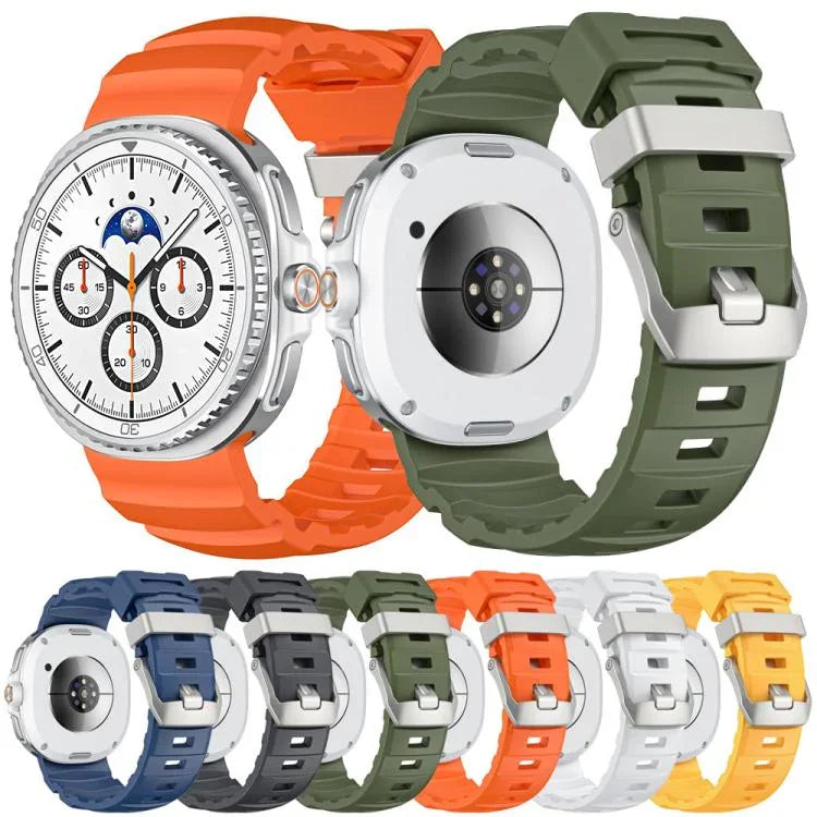 Silver Buckle Silicone Watch Band, For Samsung Galaxy Watch8 / Watch8 Classic