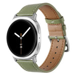 Stainless Steel Silver Buckle Genuine Leather Watch Band, For Samsung Galaxy Watch8 / Watch8 Classic