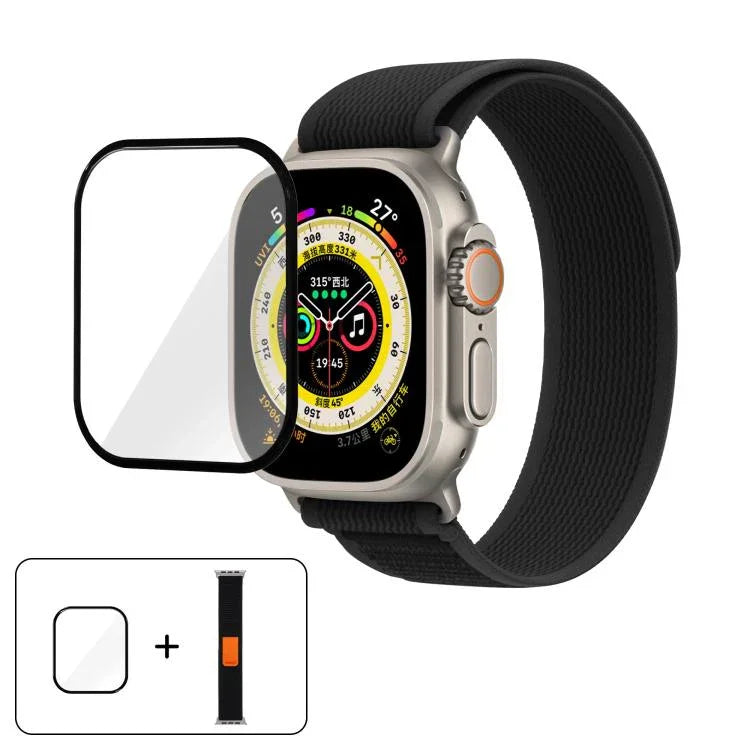 Wild Path Loop Nylon Watch Band with 3D Curved Film, For Apple Watch Series 10 46mm, For Apple Watch Series 10 42mm, For Apple Watch 6 / 5 / 4 / SE 44mm