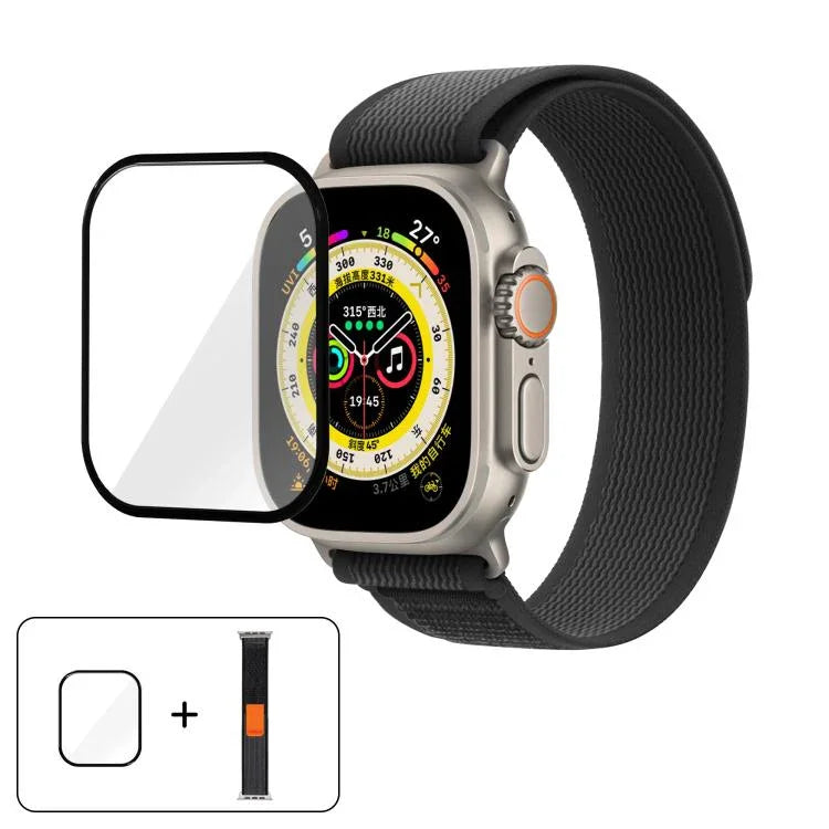 Wild Path Loop Nylon Watch Band with 3D Curved Film, For Apple Watch 6 / 5 / 4 / SE 40mm, For Apple Watch Ultra / 2 49mm, For Apple Watch Series 9 / 8 / 7 45mm